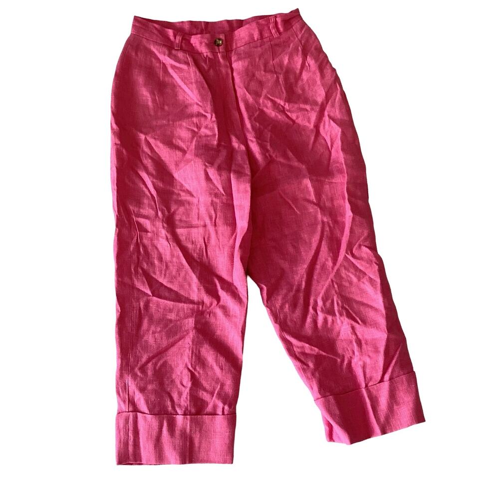 Harve Benard Linen Wide Leg Cropped Pants